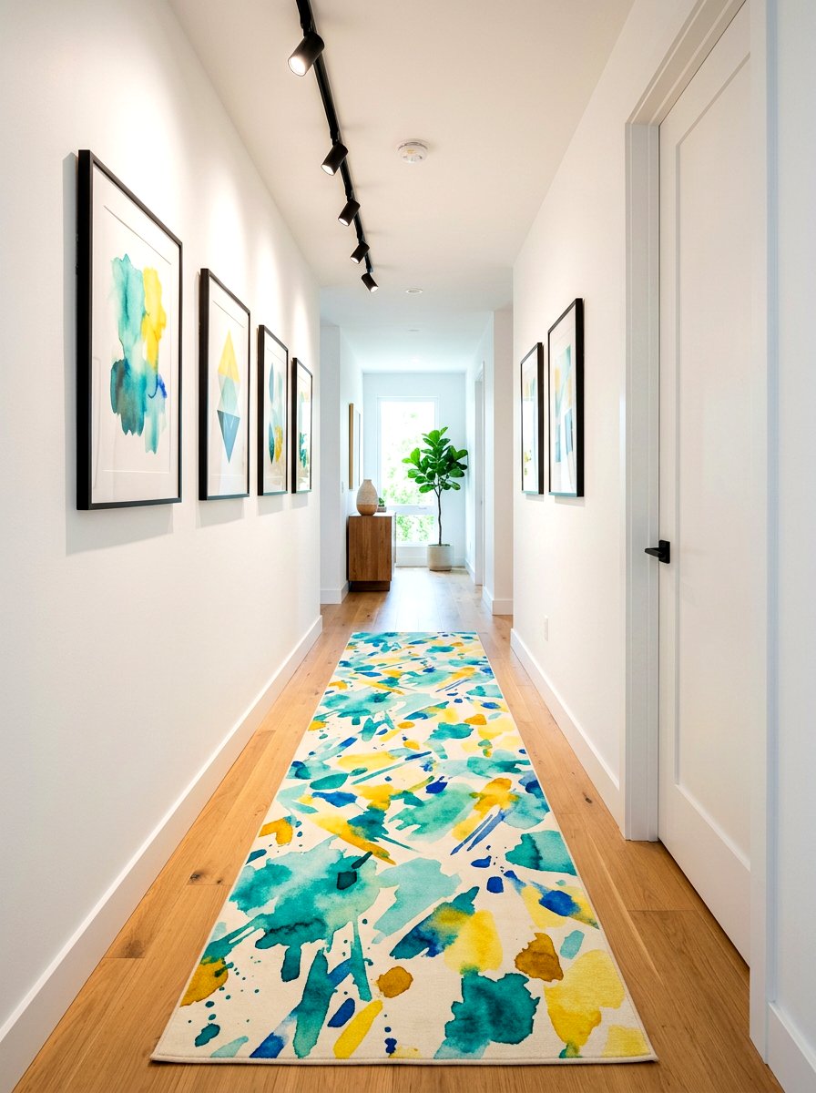 Abstract print runner - 30 narrow hallway runner ideas