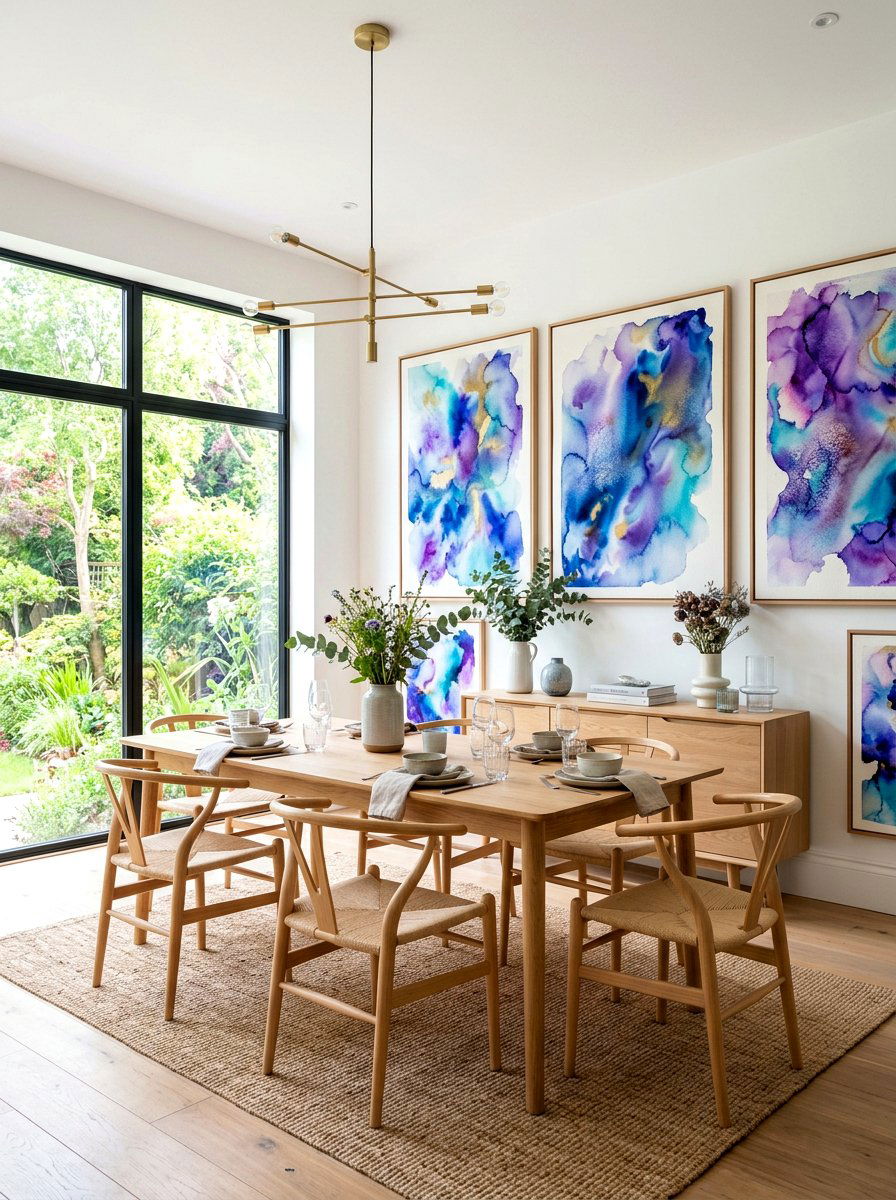 Abstract watercolor dining room - 30 art filled dining room ideas