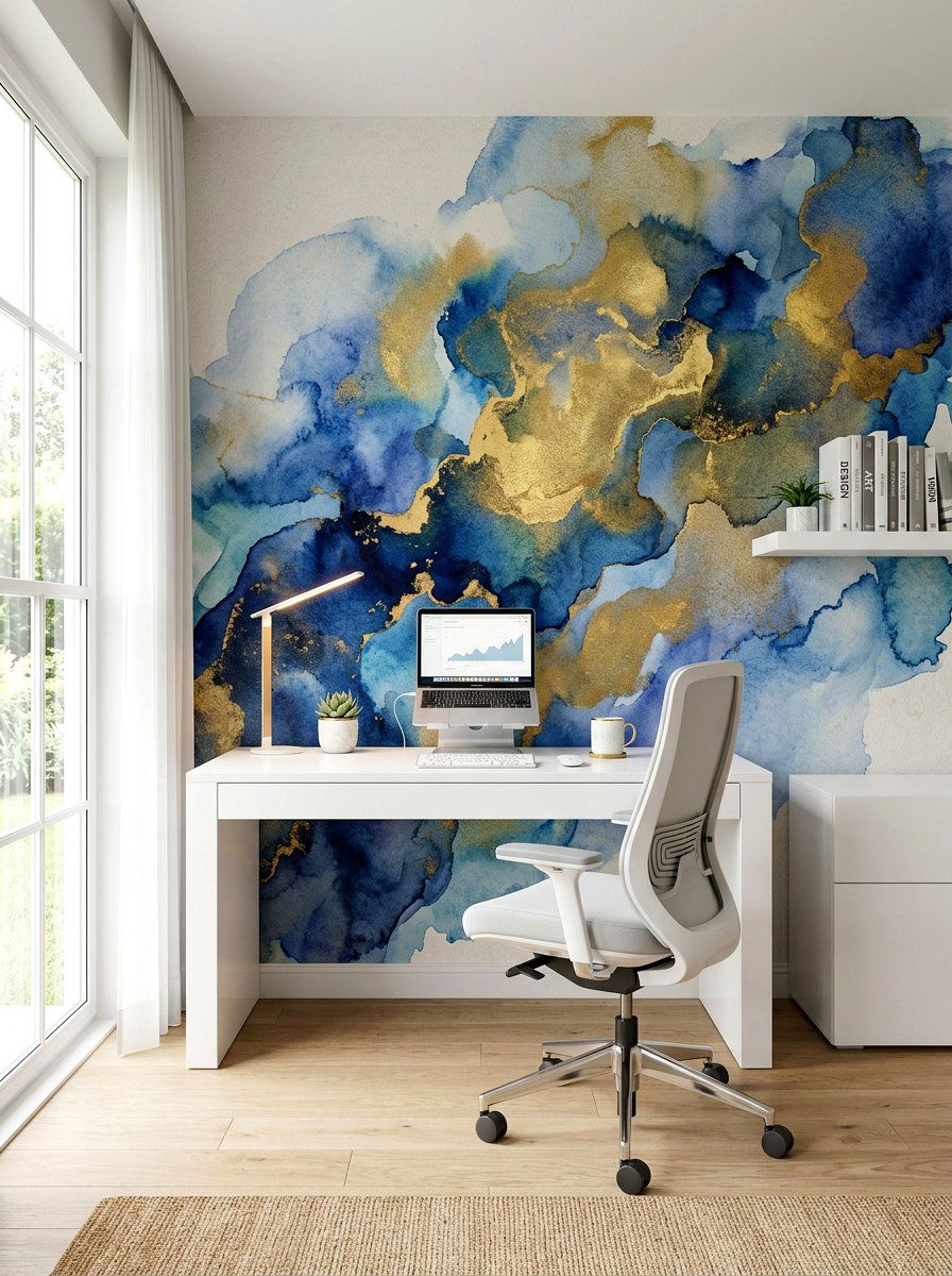 Abstract watercolor wall mural - 30 mural wall ideas