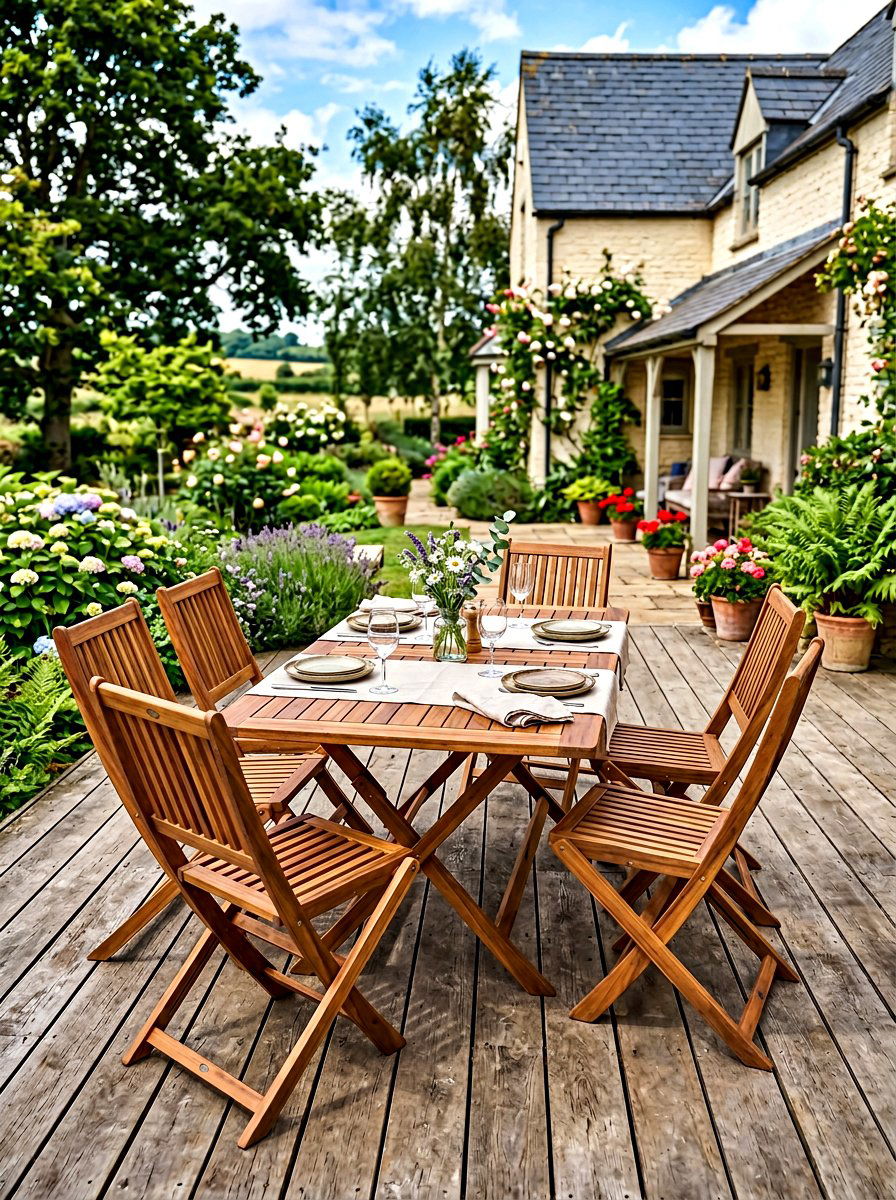 Acacia Wood Folding Dining Set - 30 folding patio furniture ideas