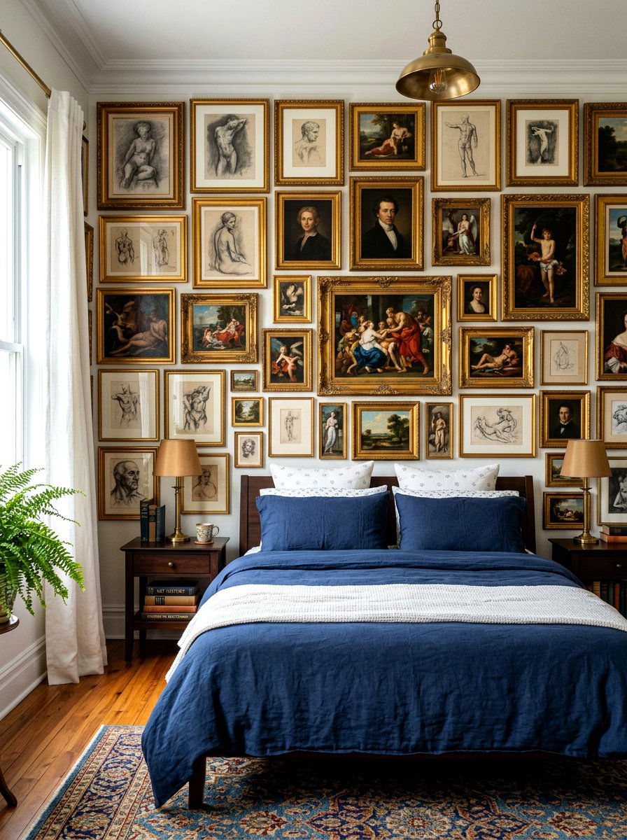 Academic Gallery Wall - 30 dark academia bedroom ideas