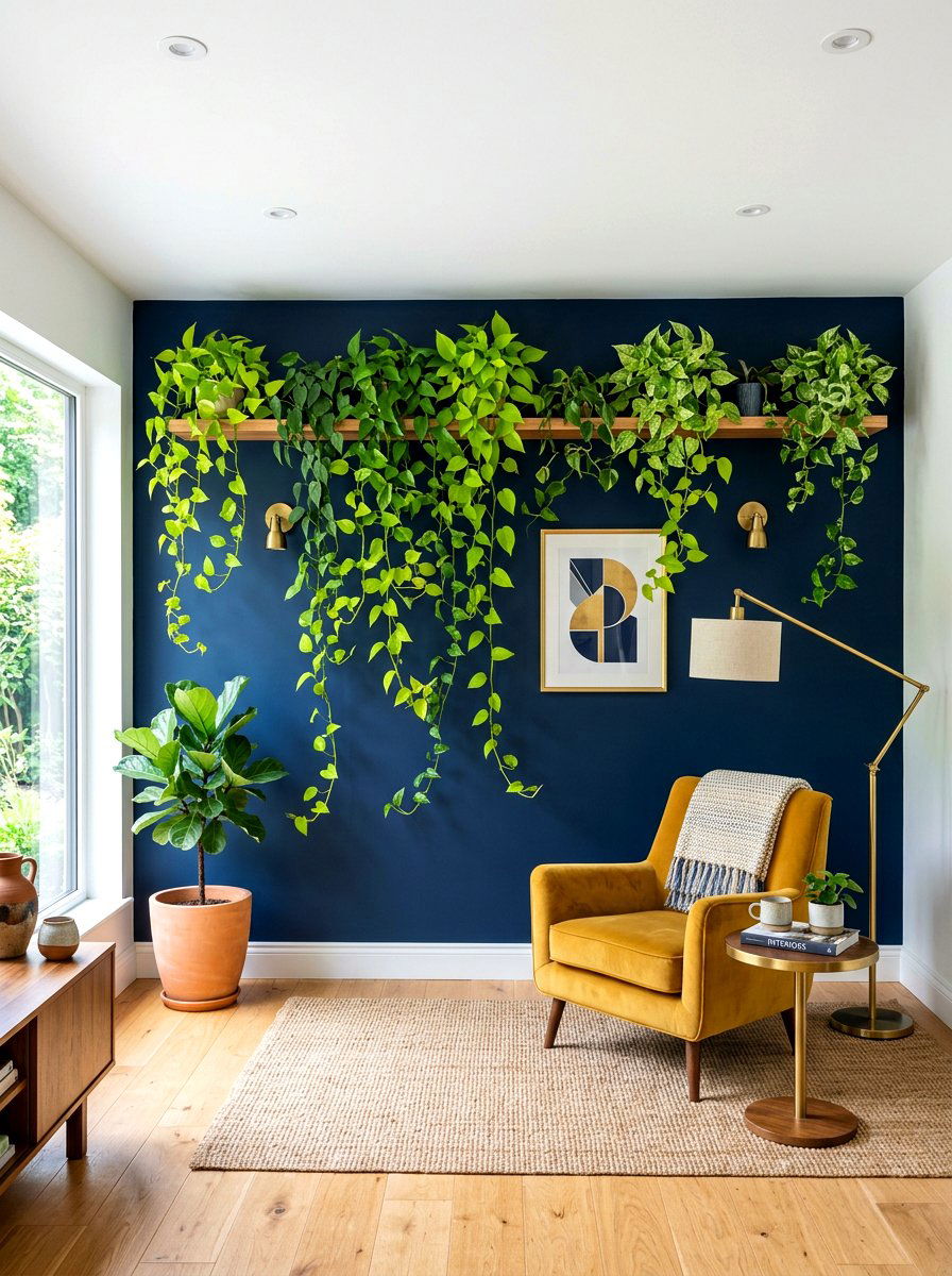 Accent Wall With Plants - 30 living room plant wall ideas