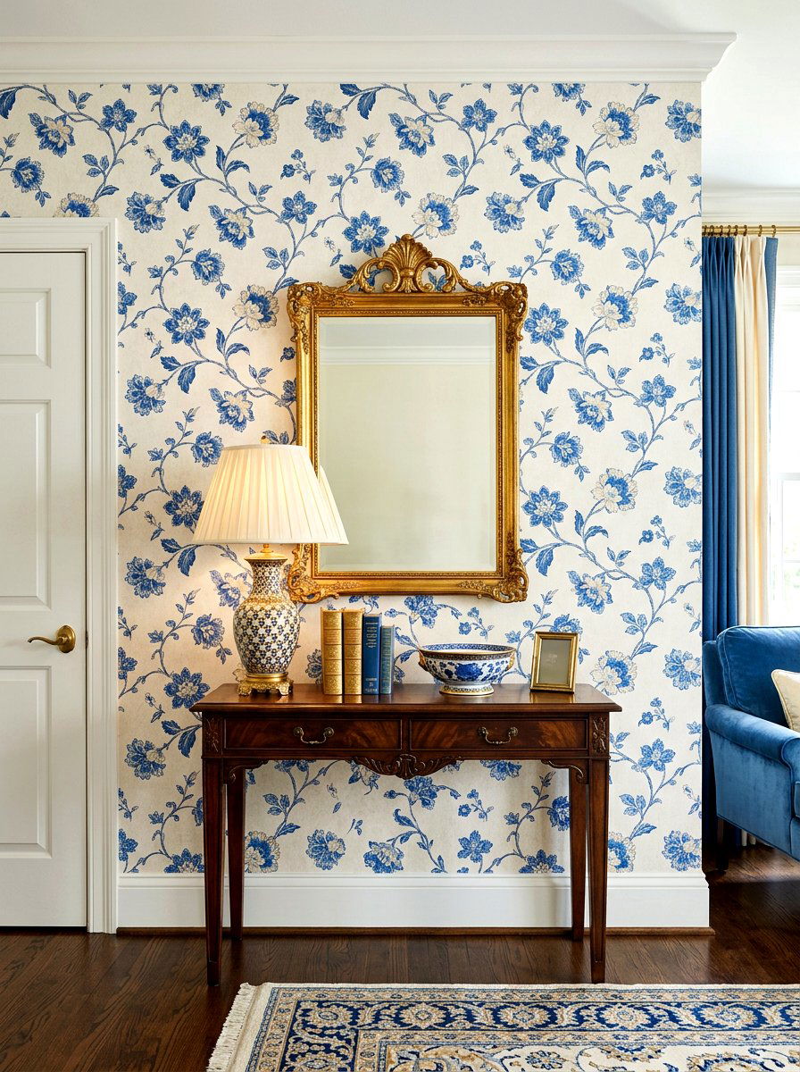 Accent Wallpaper Design - 30 spring hallway refresh ideas