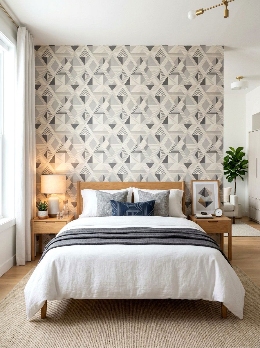 Accent Wallpaper Wall - 30 studio apartment ideas