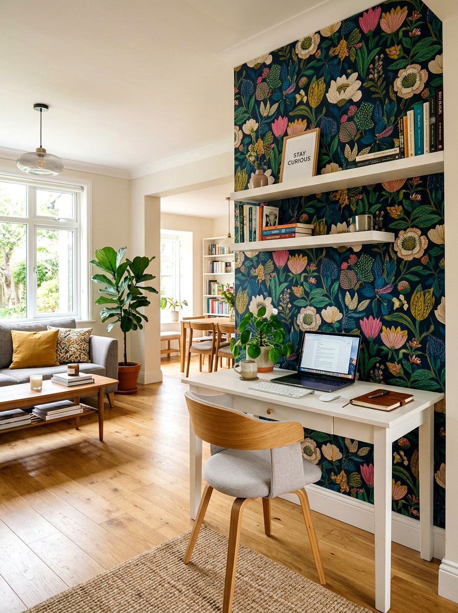 Accent Wallpaper Wall - 30 open plan with cozy zones ideas