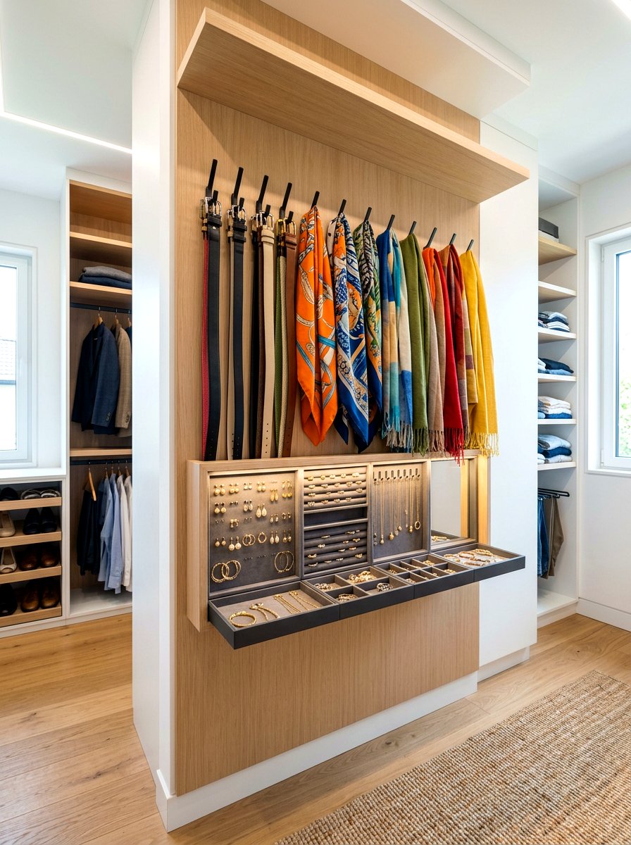 Accessory Dedicated Hanging Station - 30 capsule wardrobe closet ideas