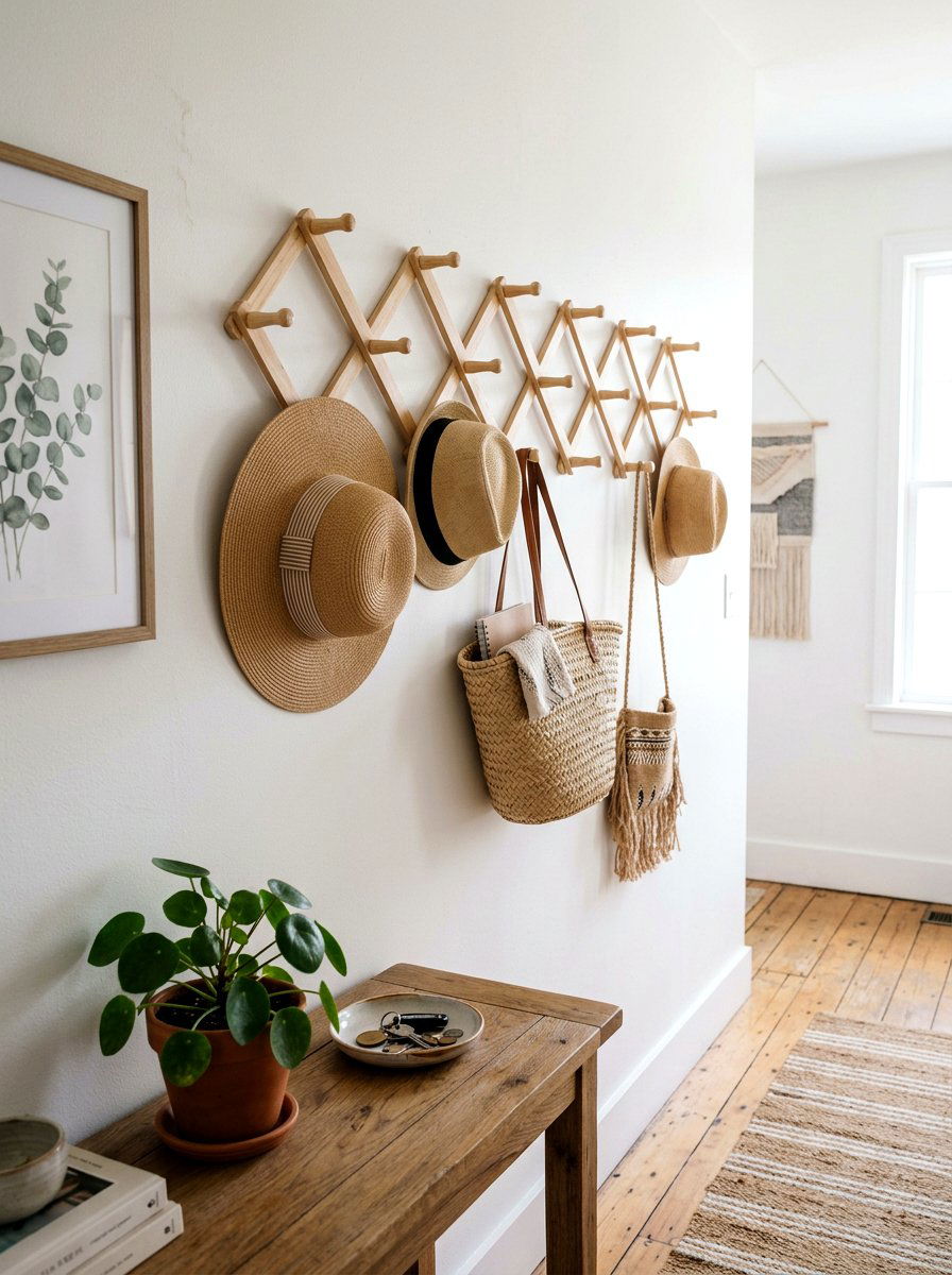 Accordion Peg Rail - 30 hallway decor ideas