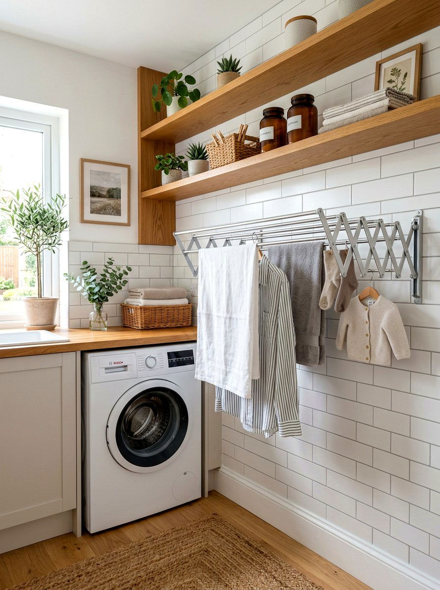 Accordion Wall Drying Rack - 30 laundry room drying rack ideas