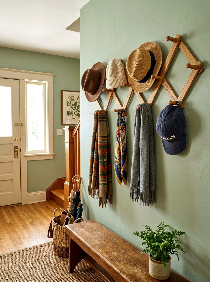 Accordion Wall Rack - 30 mini mudroom apartment ideas