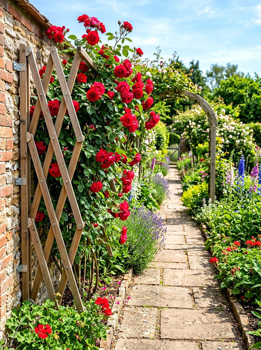 Accordion Wall Trellis - 30 rose trellis wall ideas