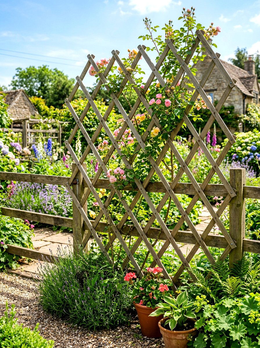 Accordion Wood Trellis - 30 herb garden trellis ideas
