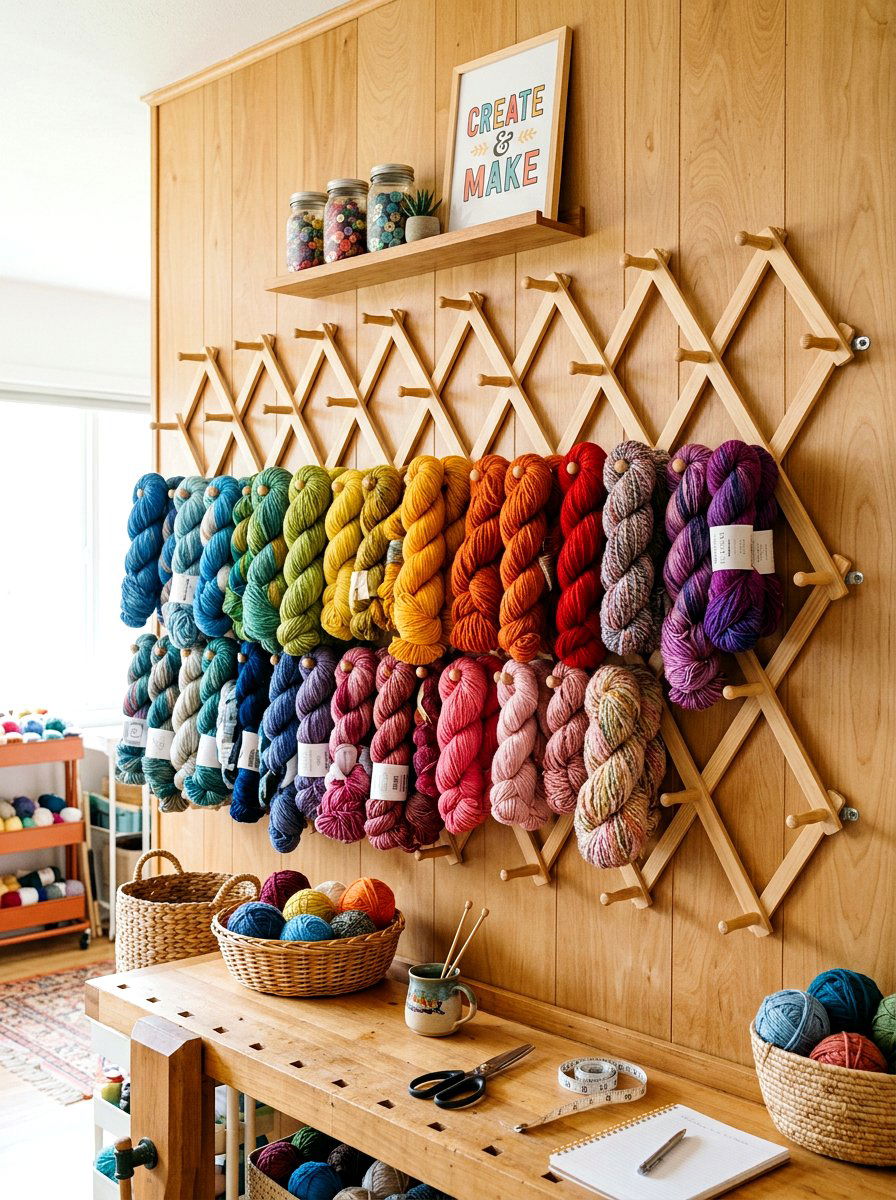Accordion wall racks - 30 yarn storage ideas