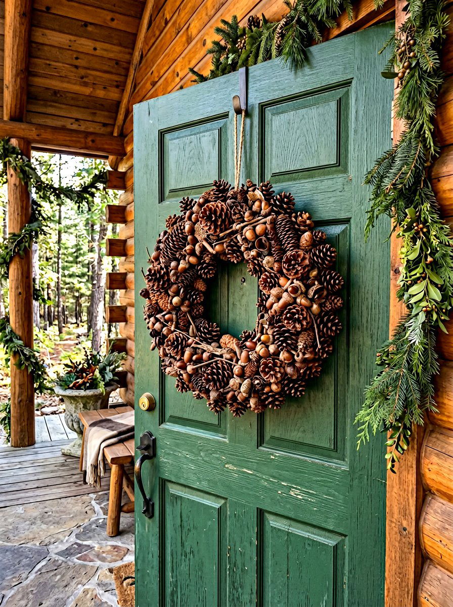 Acorn and pinecone wreath - 30 fall wreath ideas