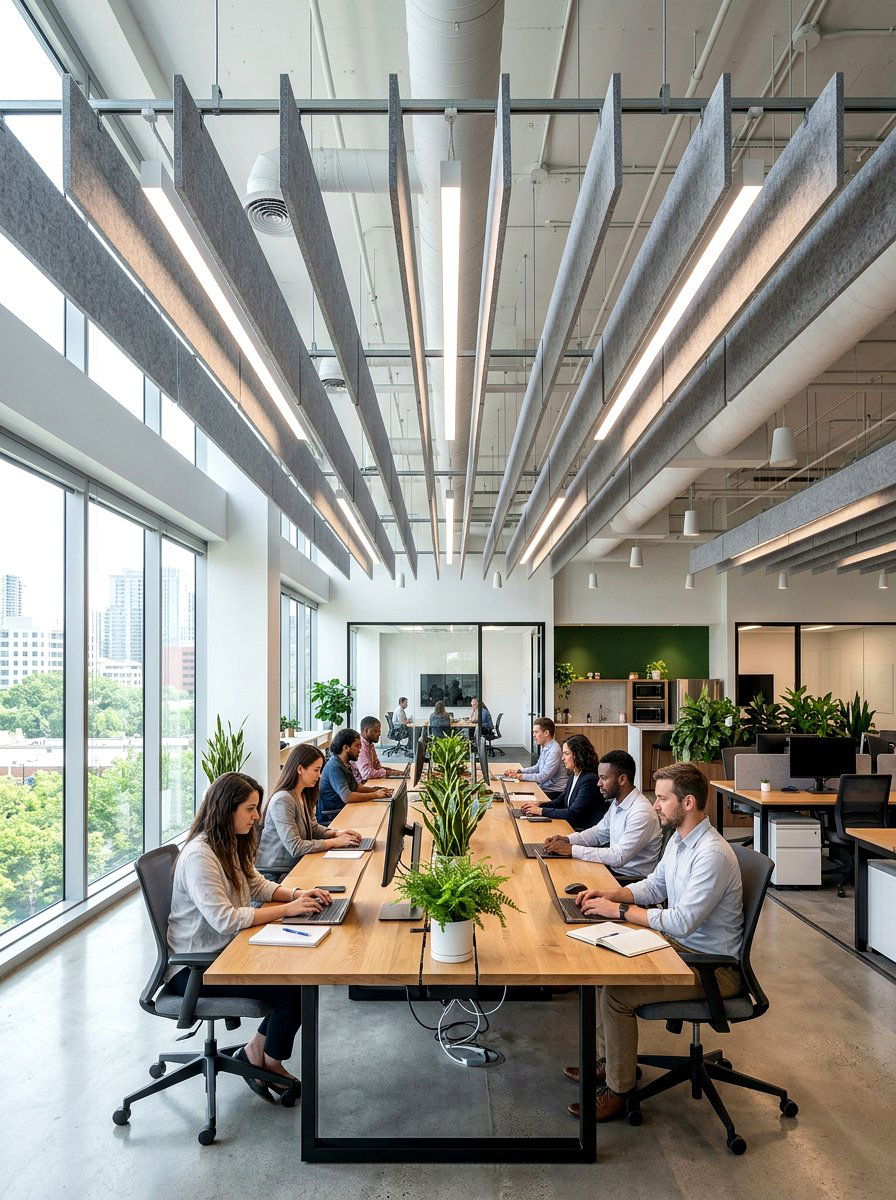 Acoustic Ceiling Baffle Panel - 30 invisible wellness home ideas