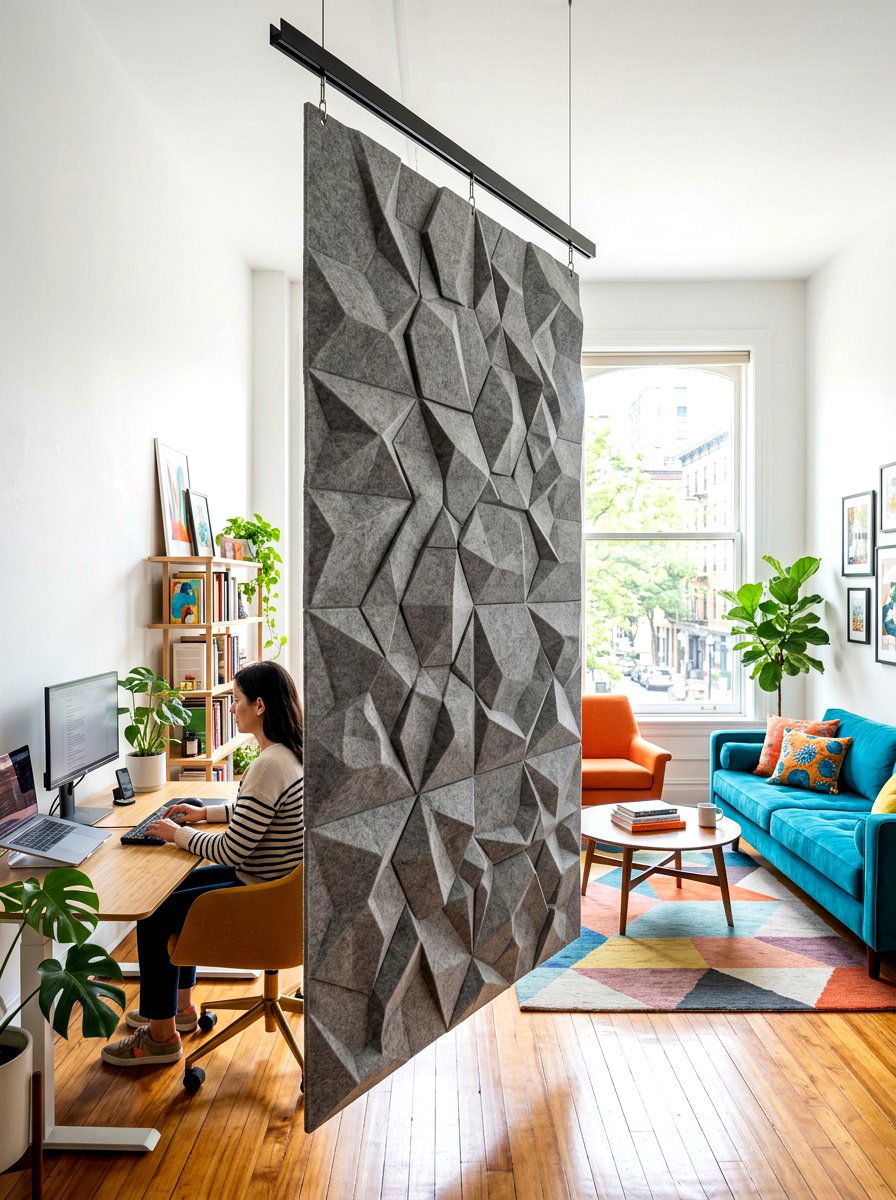 Acoustic Felt Panel - 30 studio apartment divider ideas