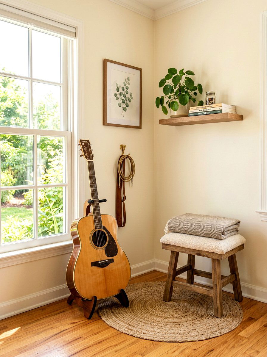 Acoustic Guitar Nook - 30 analog home decor ideas