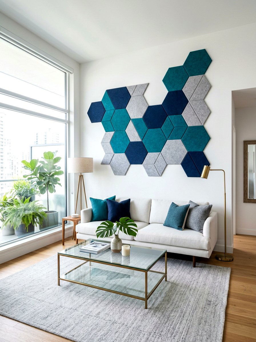 Acoustic felt wall art - 30 acoustic living room ideas