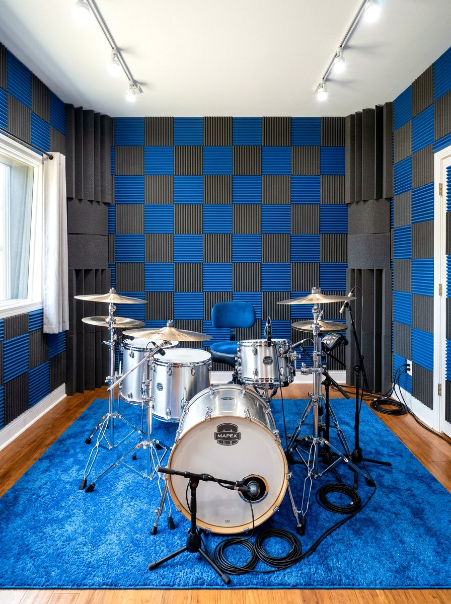 Acoustic foam drum room - 30 drum room ideas