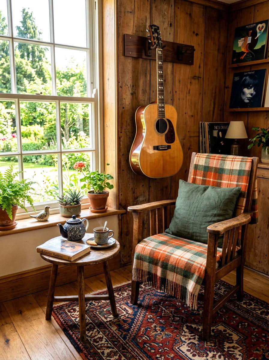 Acoustic guitar nook - 30 music room ideas