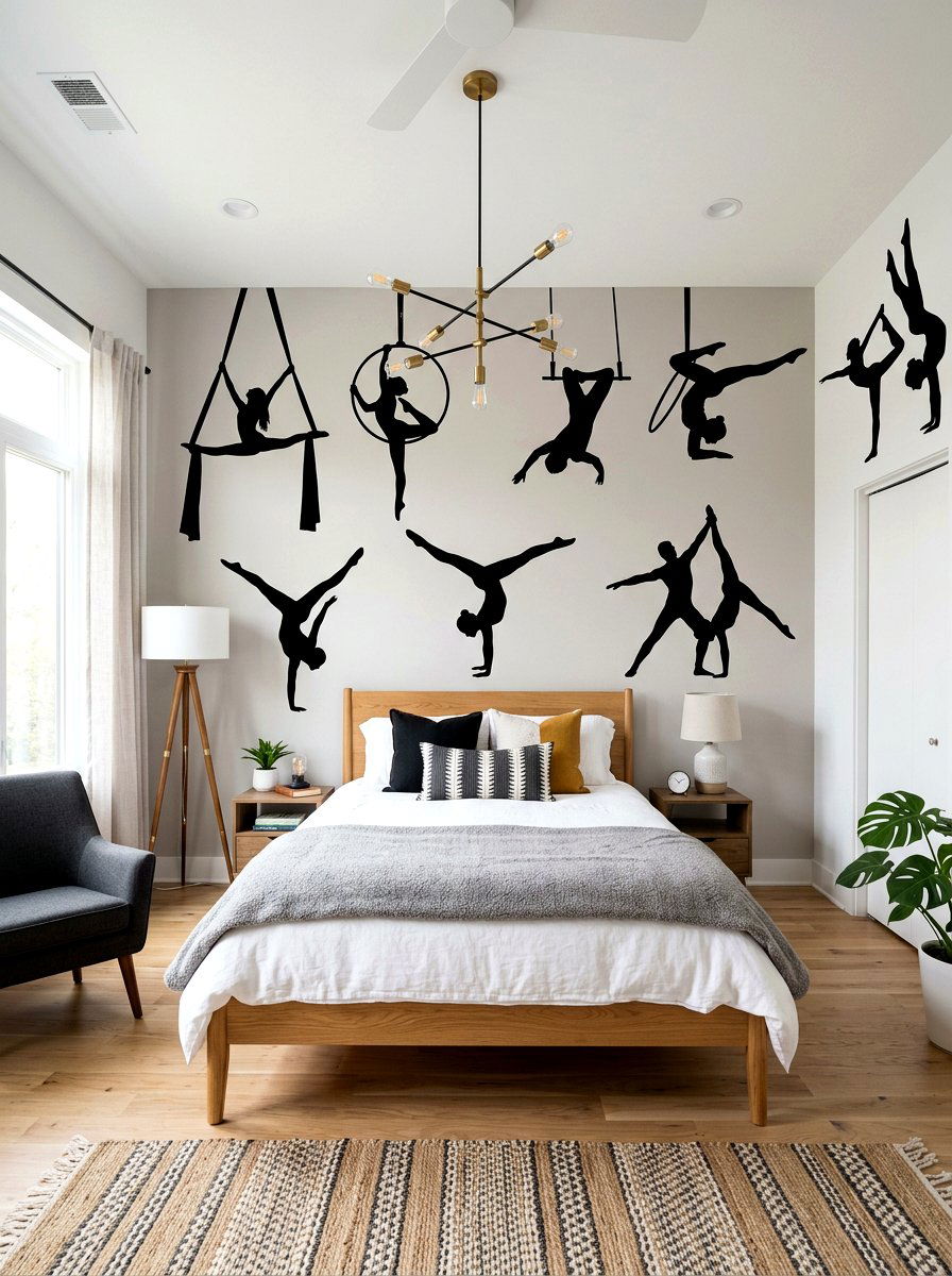 Acrobat silhouette wall decals - 30 vintage circus decor ideas