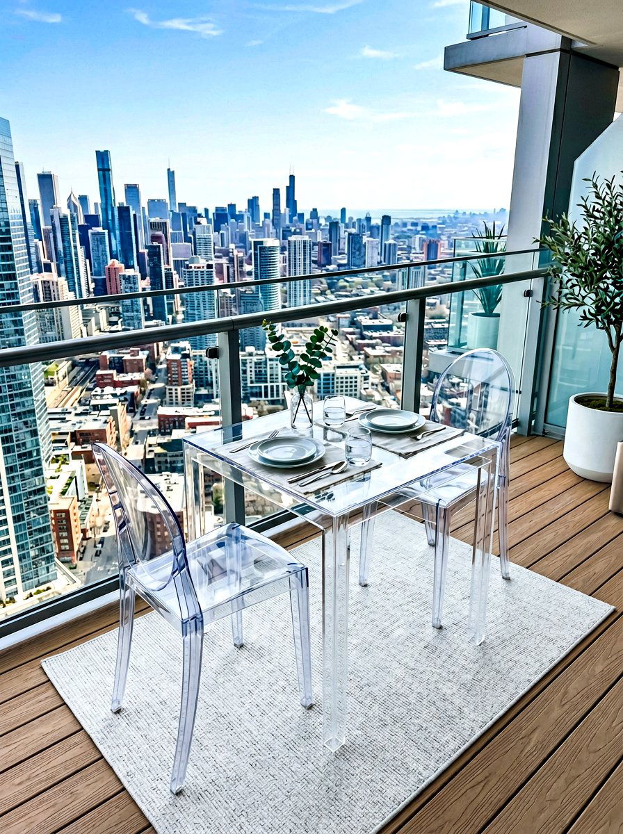Acrylic Balcony Breakfast Table - 30 balcony breakfast table ideas
