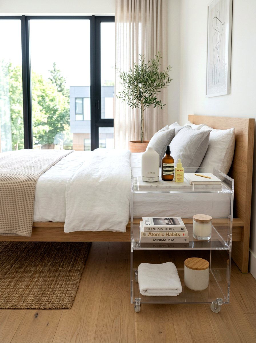 Acrylic Bedside Cart - 30 bedside cart storage ideas