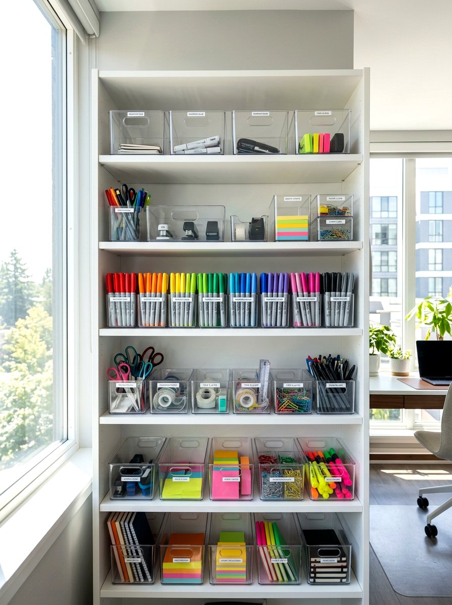 Acrylic Bin System - 30 office supply storage ideas