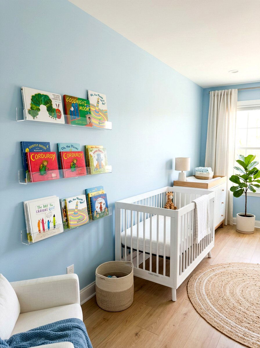 Acrylic Book Ledges Nursery - 30 nursery library wall ideas