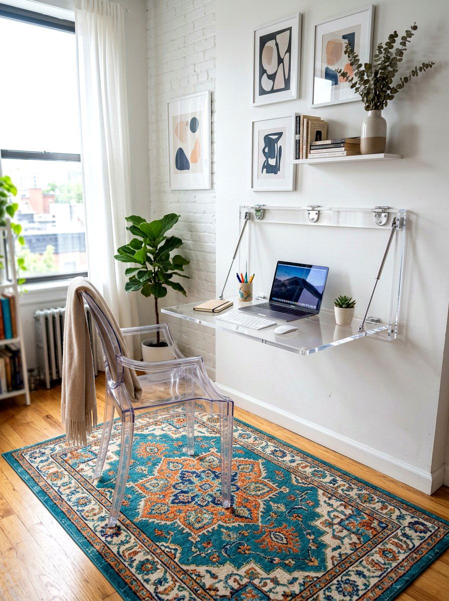 Acrylic Clear Folding Desk - 30 fold down desk apartment ideas