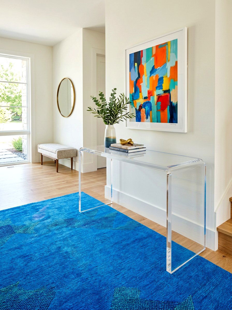 Acrylic Console Table - 30 narrow entryway storage ideas