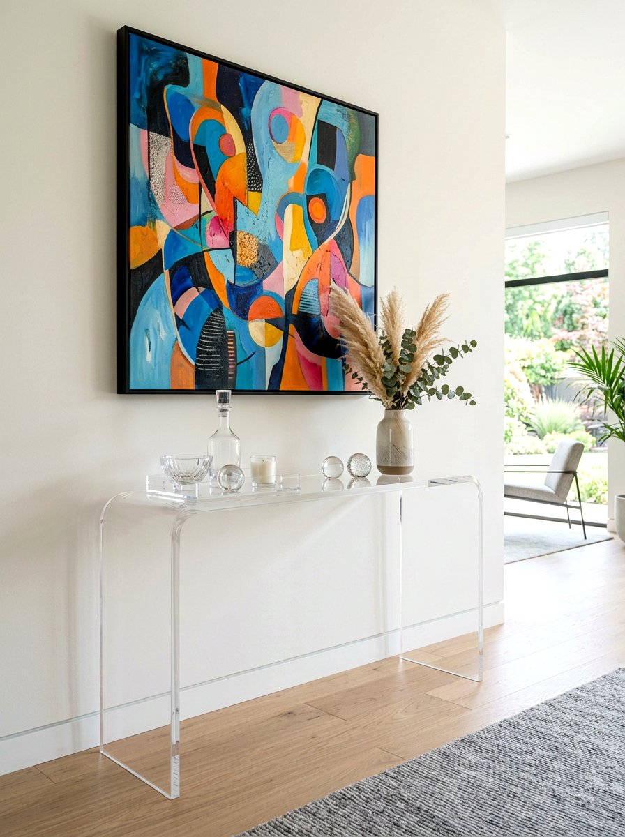 Acrylic Console Table - 30 slim console apartment ideas