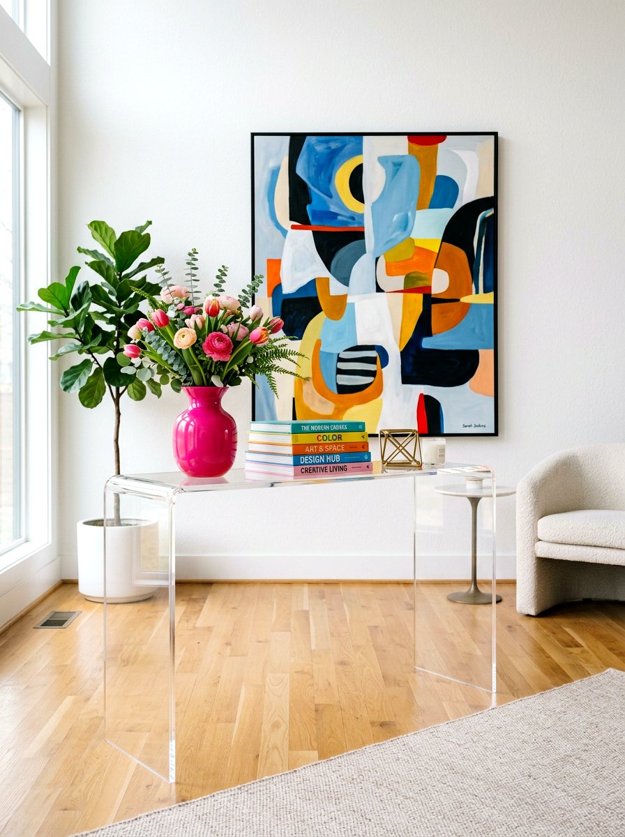 Acrylic Console Table - 30 console styling ideas