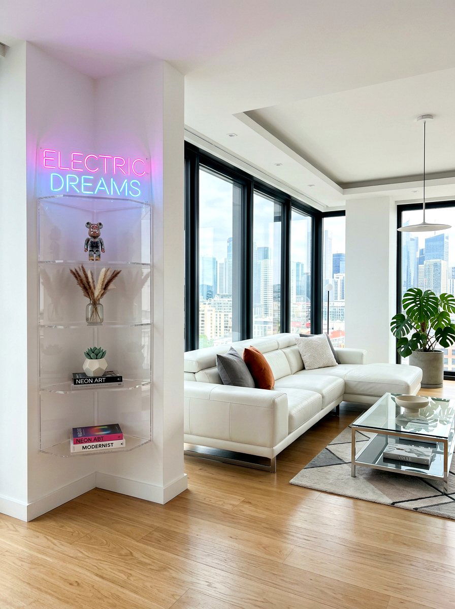 Acrylic Corner Shelf - 30 corner bookshelf ideas