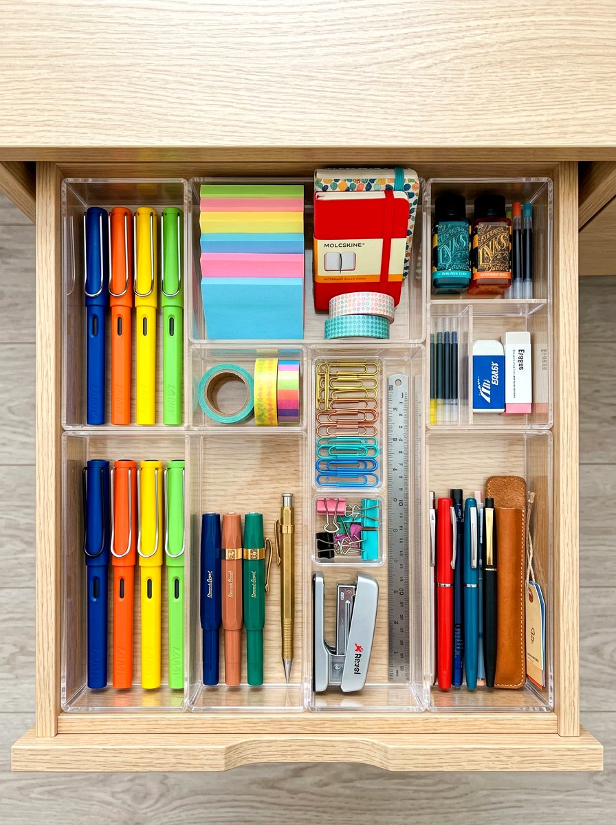 Acrylic Desk Drawer Dividers - 30 office organization ideas