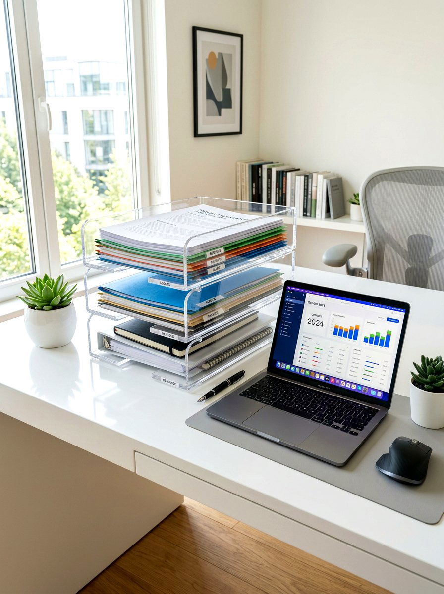 Acrylic Desktop Trays - 30 office file storage ideas