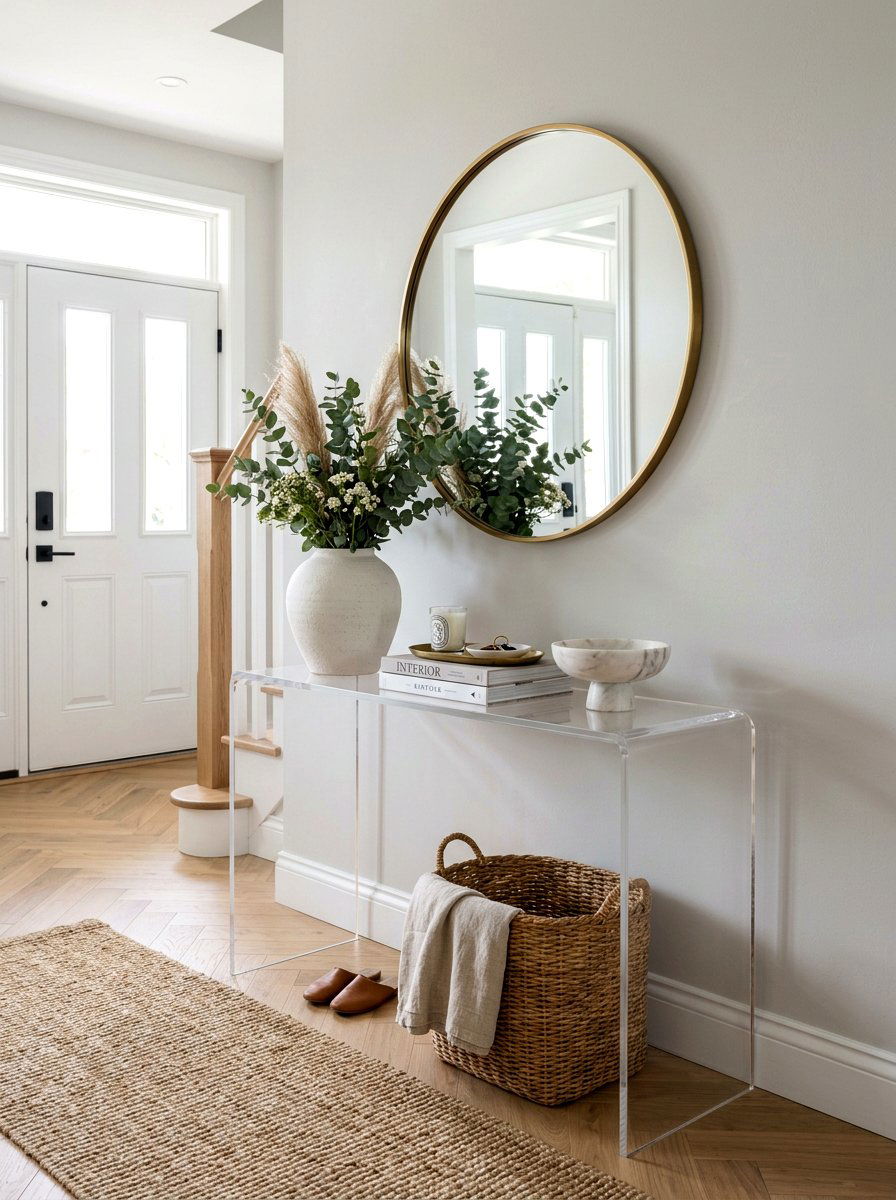 Acrylic Entryway Console - 30 TikTok entryway ideas