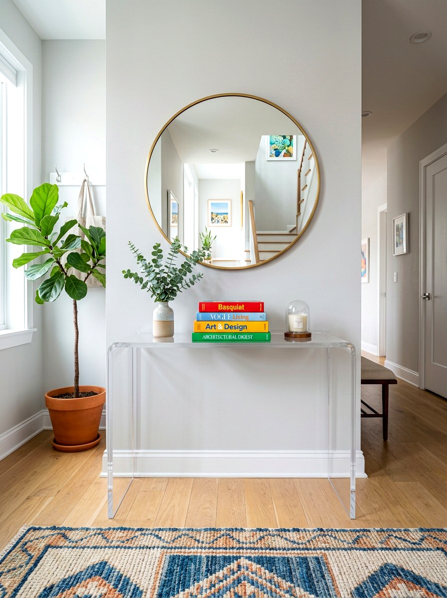 Acrylic Entryway Table - 30 small foyer table ideas