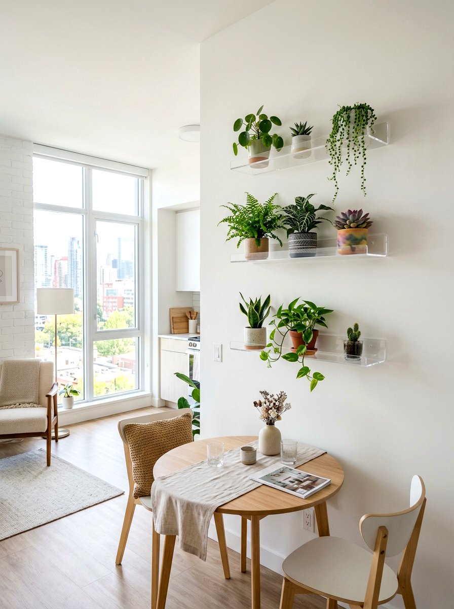 Acrylic Floating Plant Shelf - 30 houseplant shelf ideas