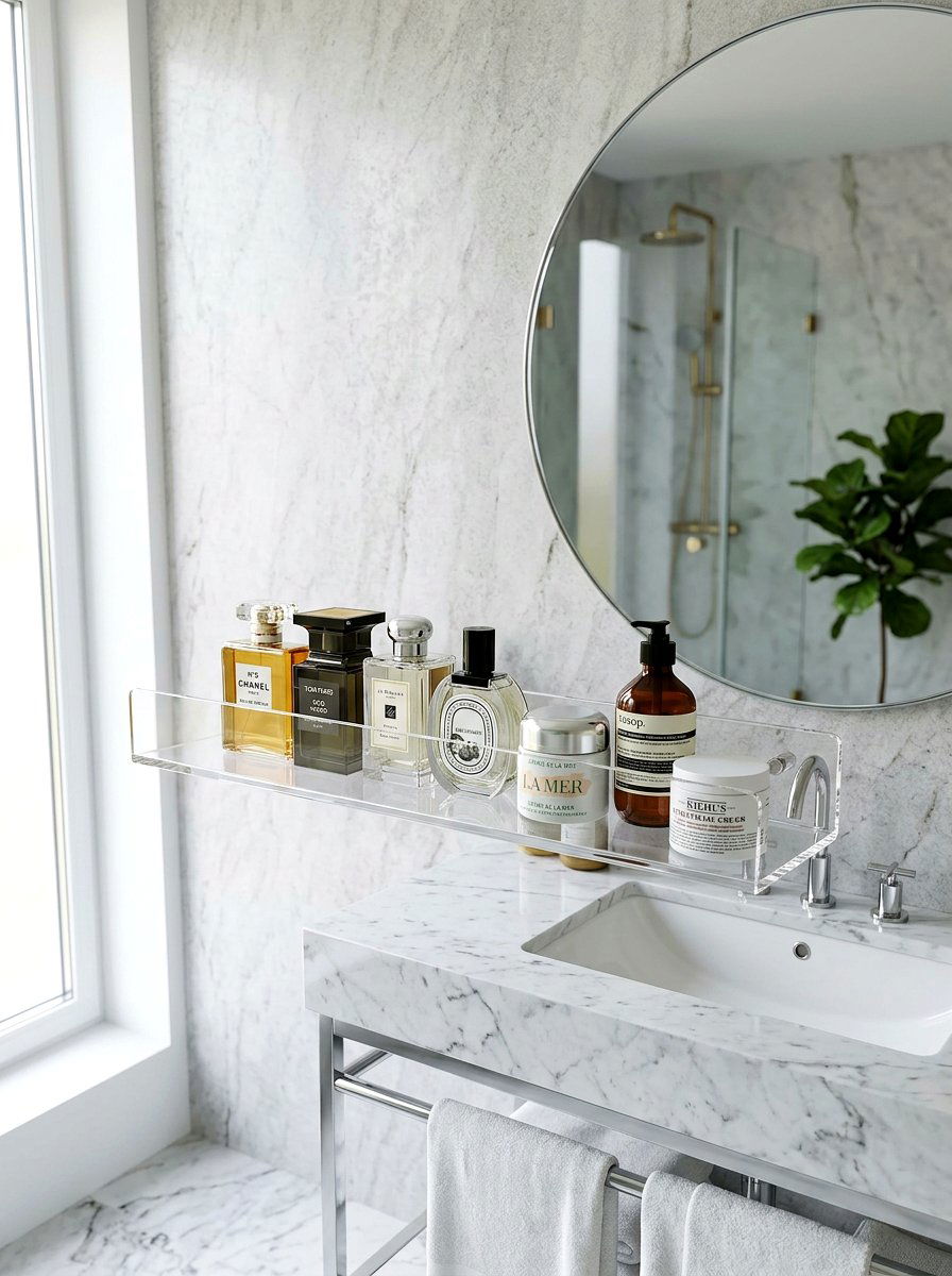 Acrylic Floating Wall Ledge - 30 no drill shelf styling ideas