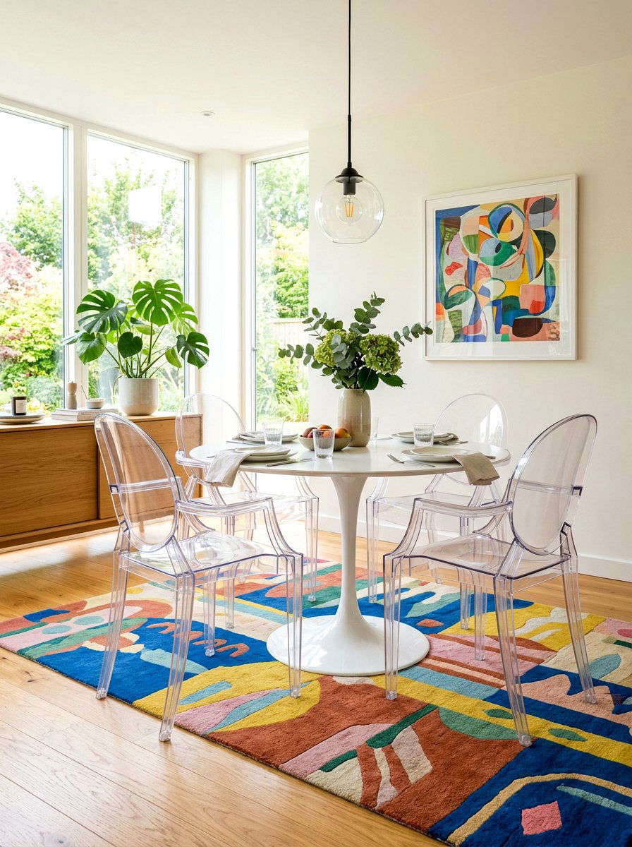 Acrylic Ghost Dining Chairs - 30 small dining room ideas