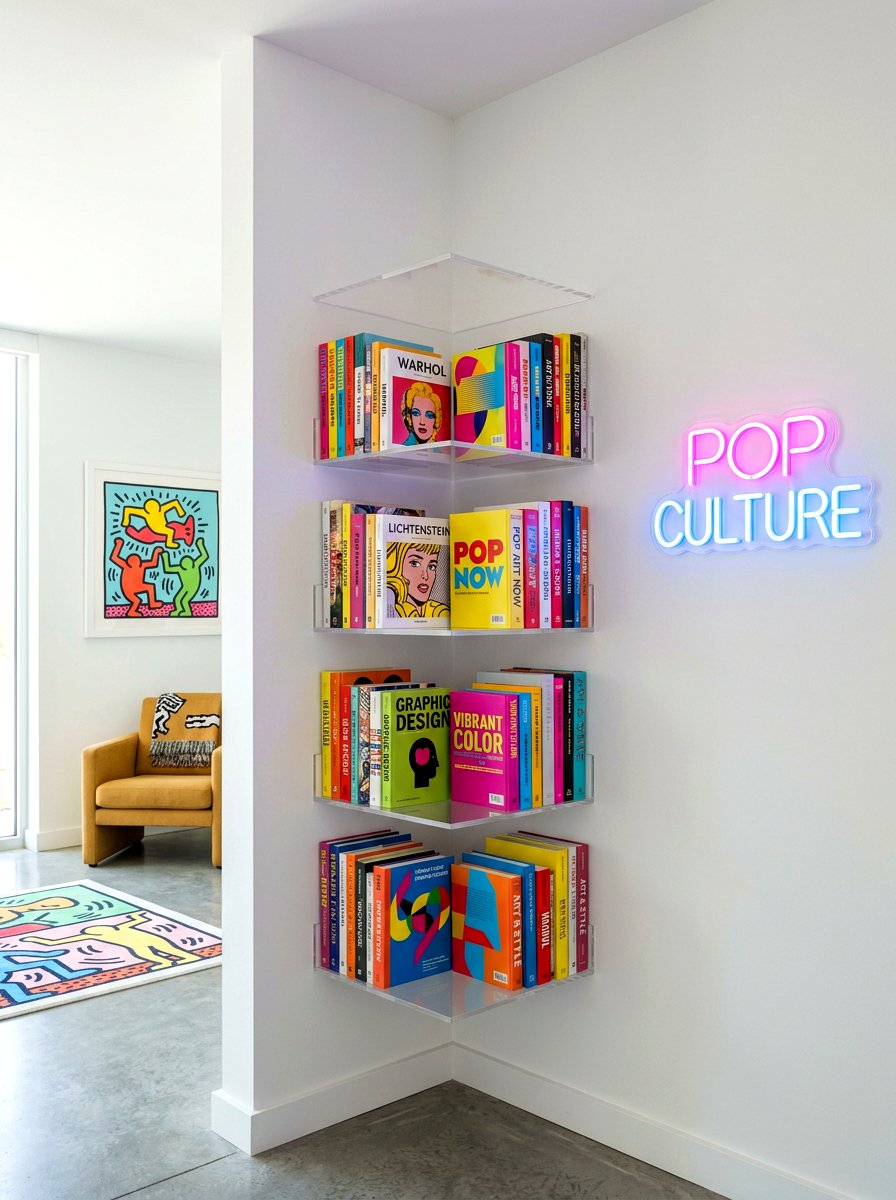 Acrylic Invisible Corner Shelf - 30 living room corner shelf ideas
