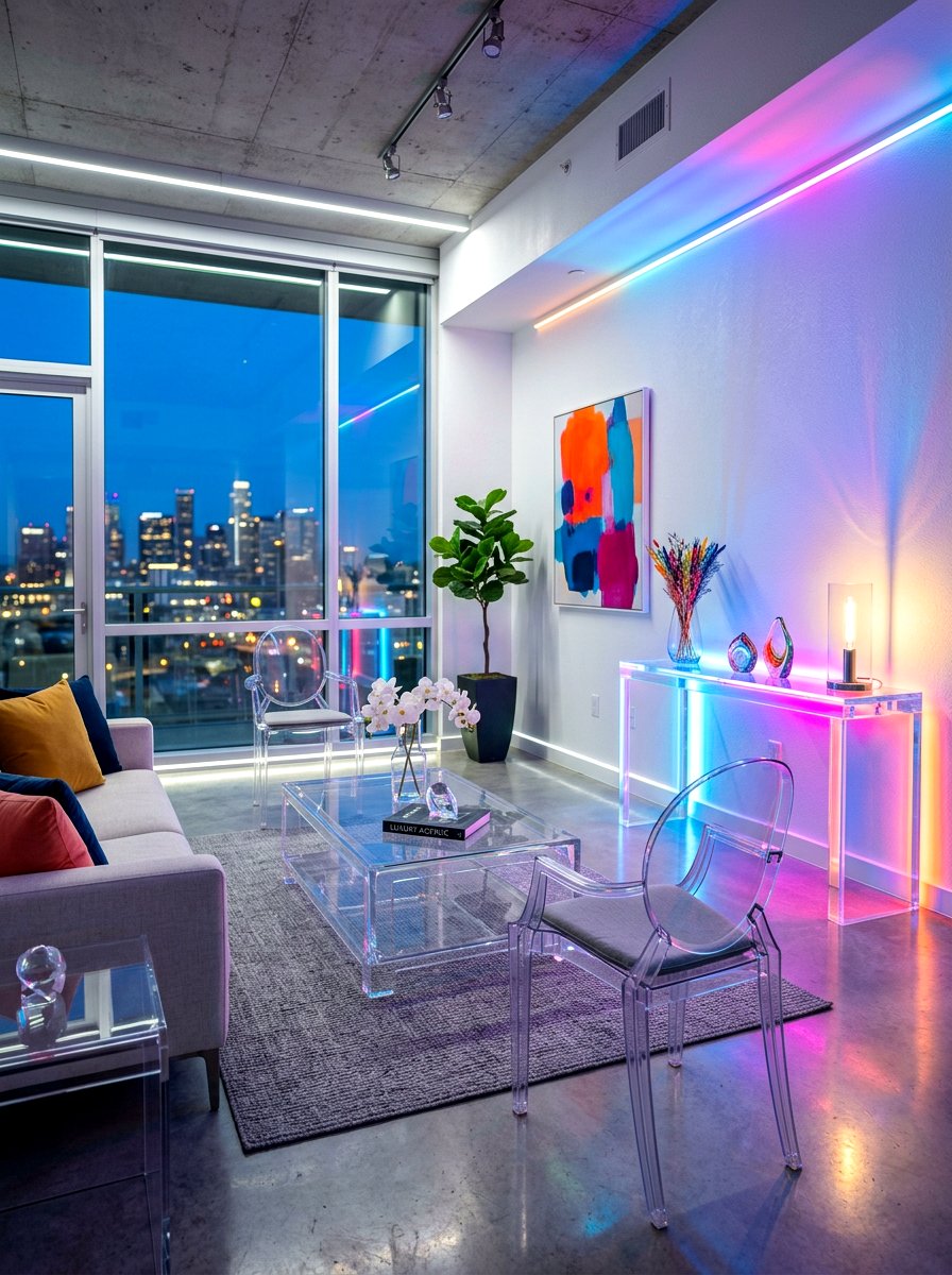 Acrylic Living Room Furniture - 30 futuristic glam living room ideas