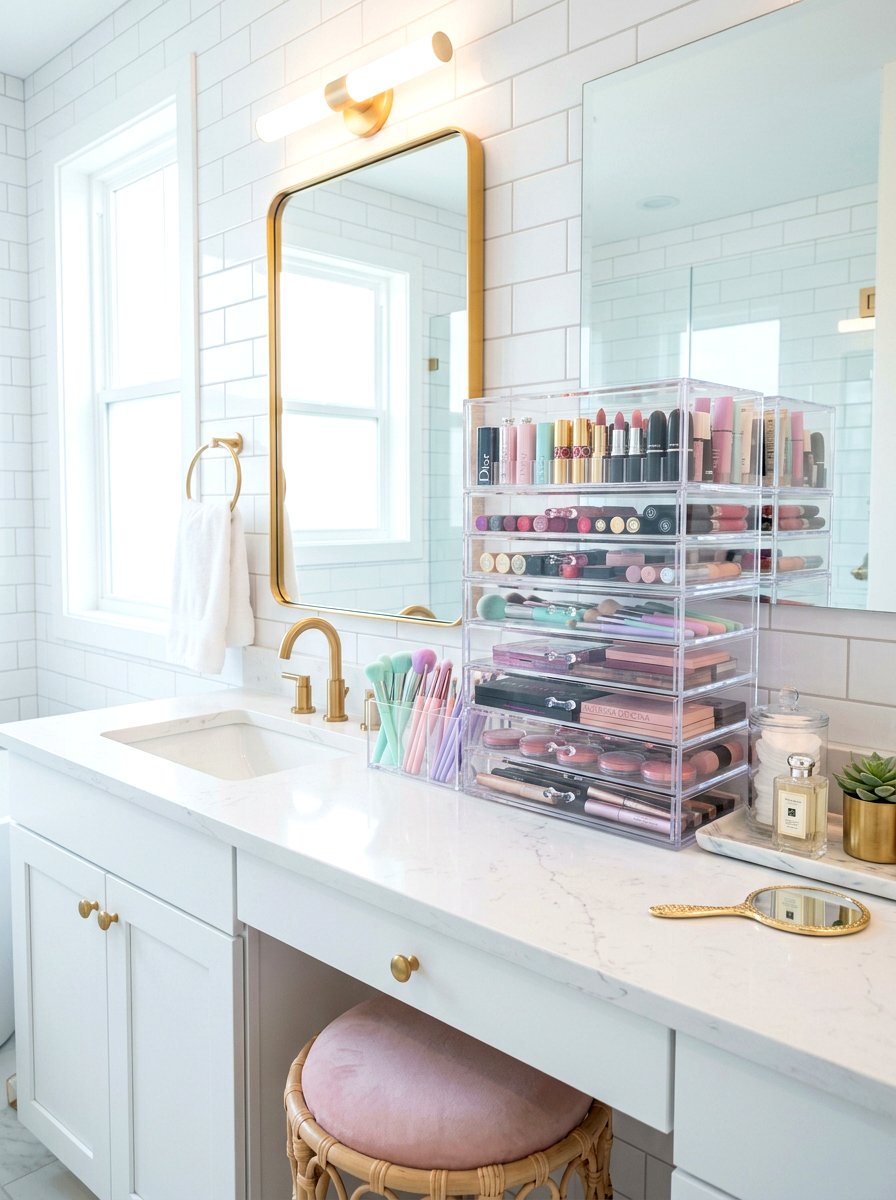 Acrylic Makeup Drawers - 30 tiny bathroom storage ideas