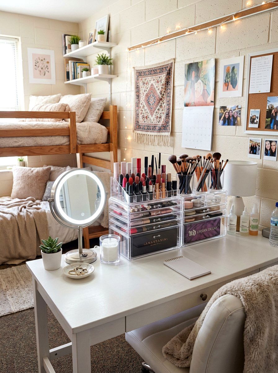 Acrylic Makeup Organizer - 30 dorm storage ideas