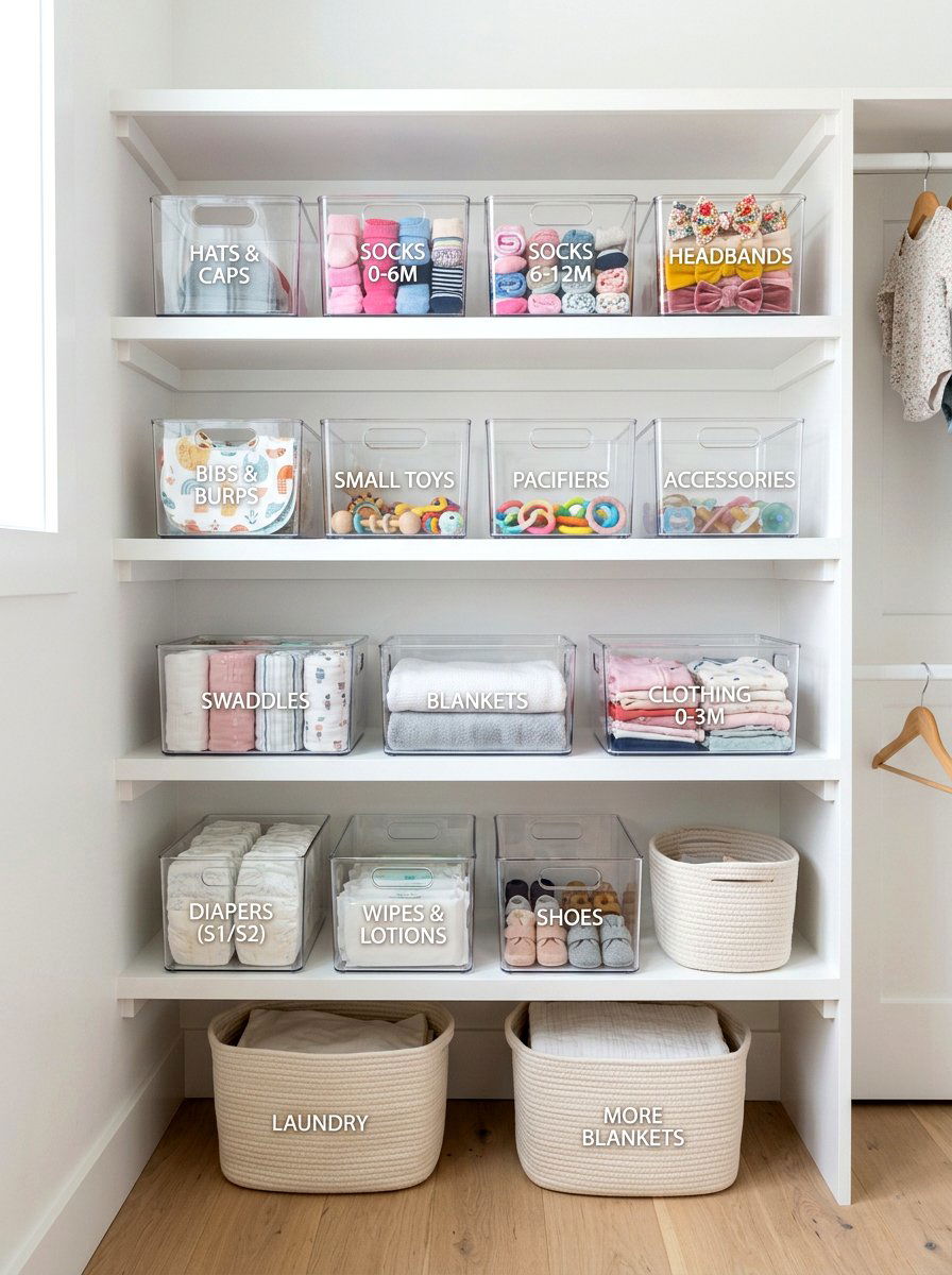 Acrylic Nursery Bin - 30 nursery closet ideas