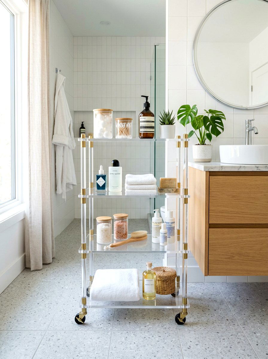 Acrylic Rolling Bathroom Cart - 30 aesthetic bathroom cart ideas