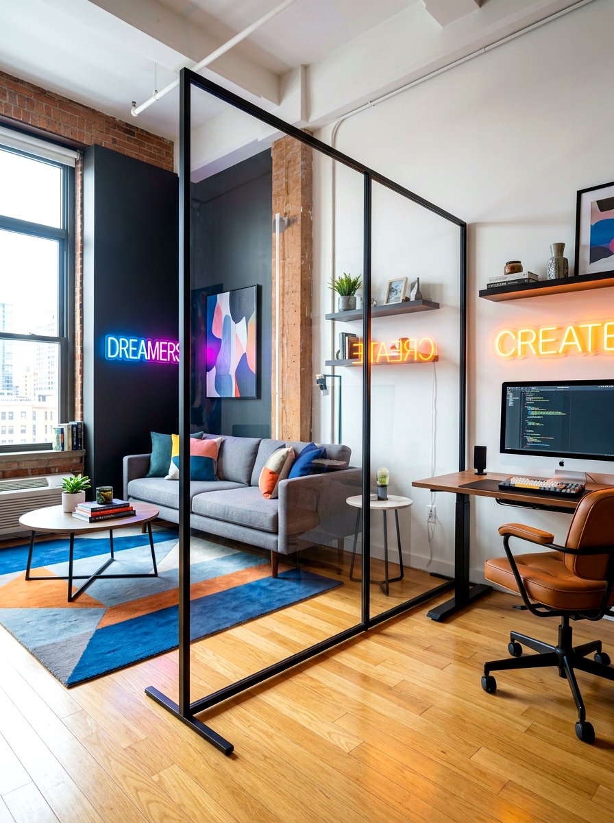 Acrylic Room Divider - 30 studio apartment divider ideas
