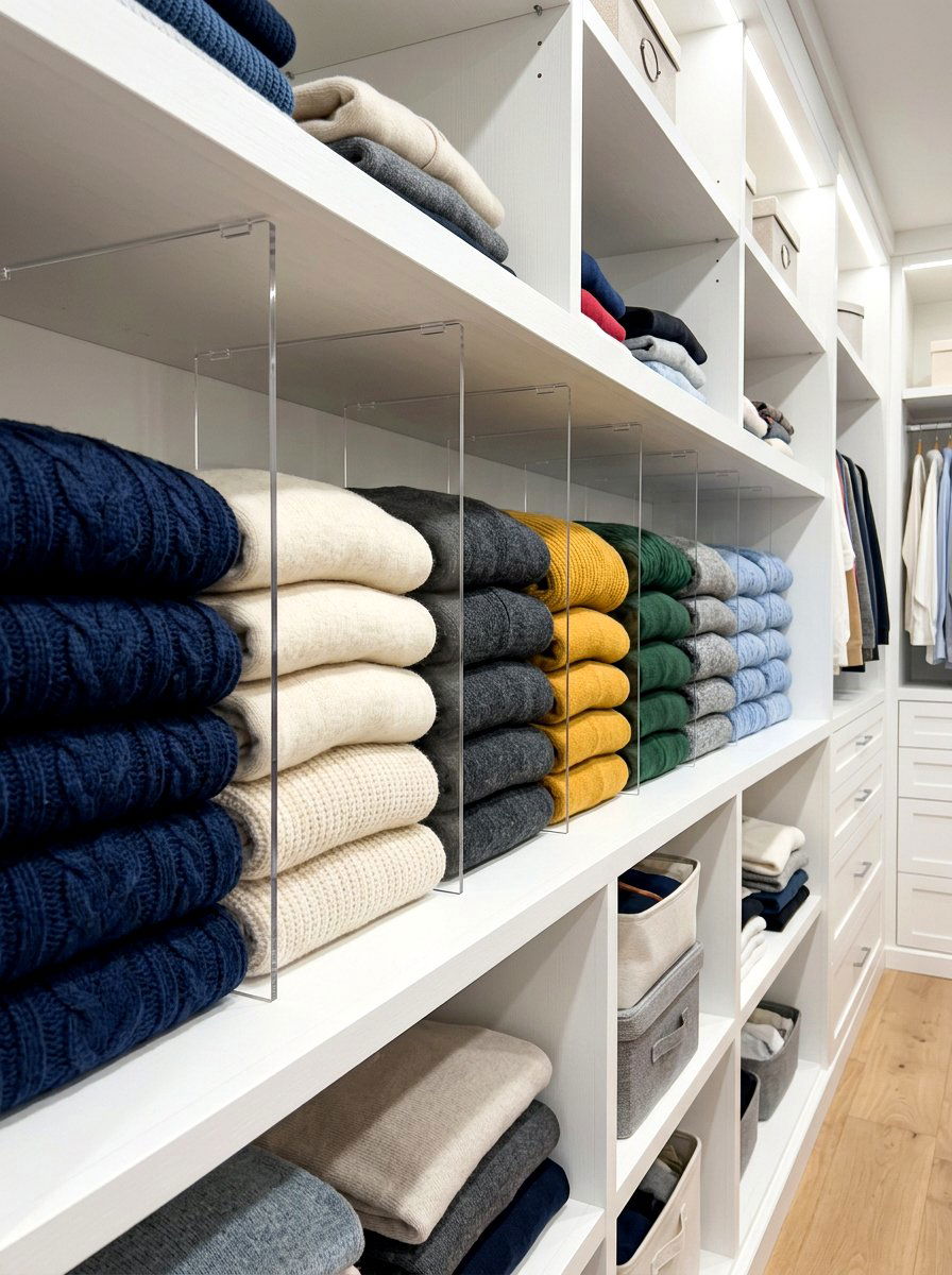 Acrylic Shelf Divider - 30 closet organization ideas