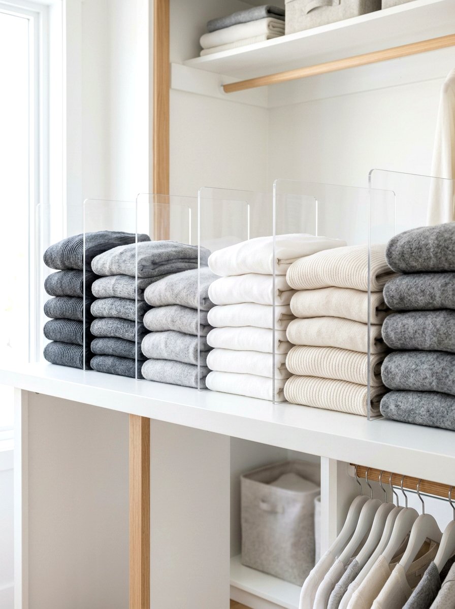 Acrylic Shelf Divider - 30 minimal closet organization ideas
