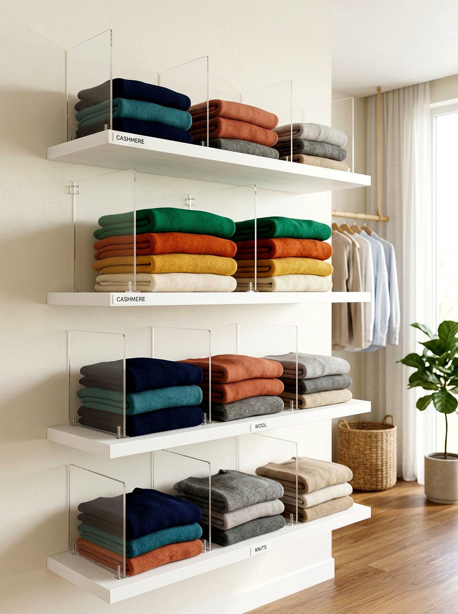 Acrylic Shelf Divider System - 30 organizing a walk in closet ideas